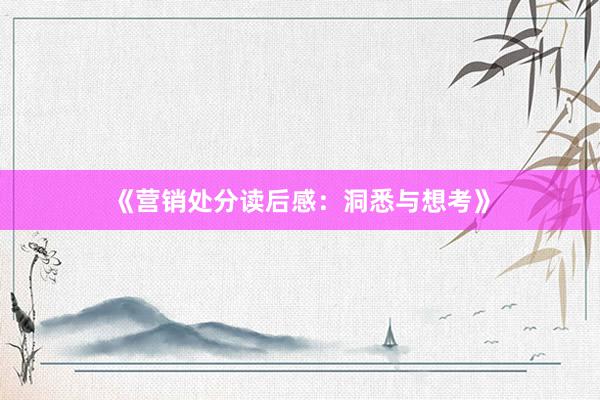 《营销处分读后感：洞悉与想考》